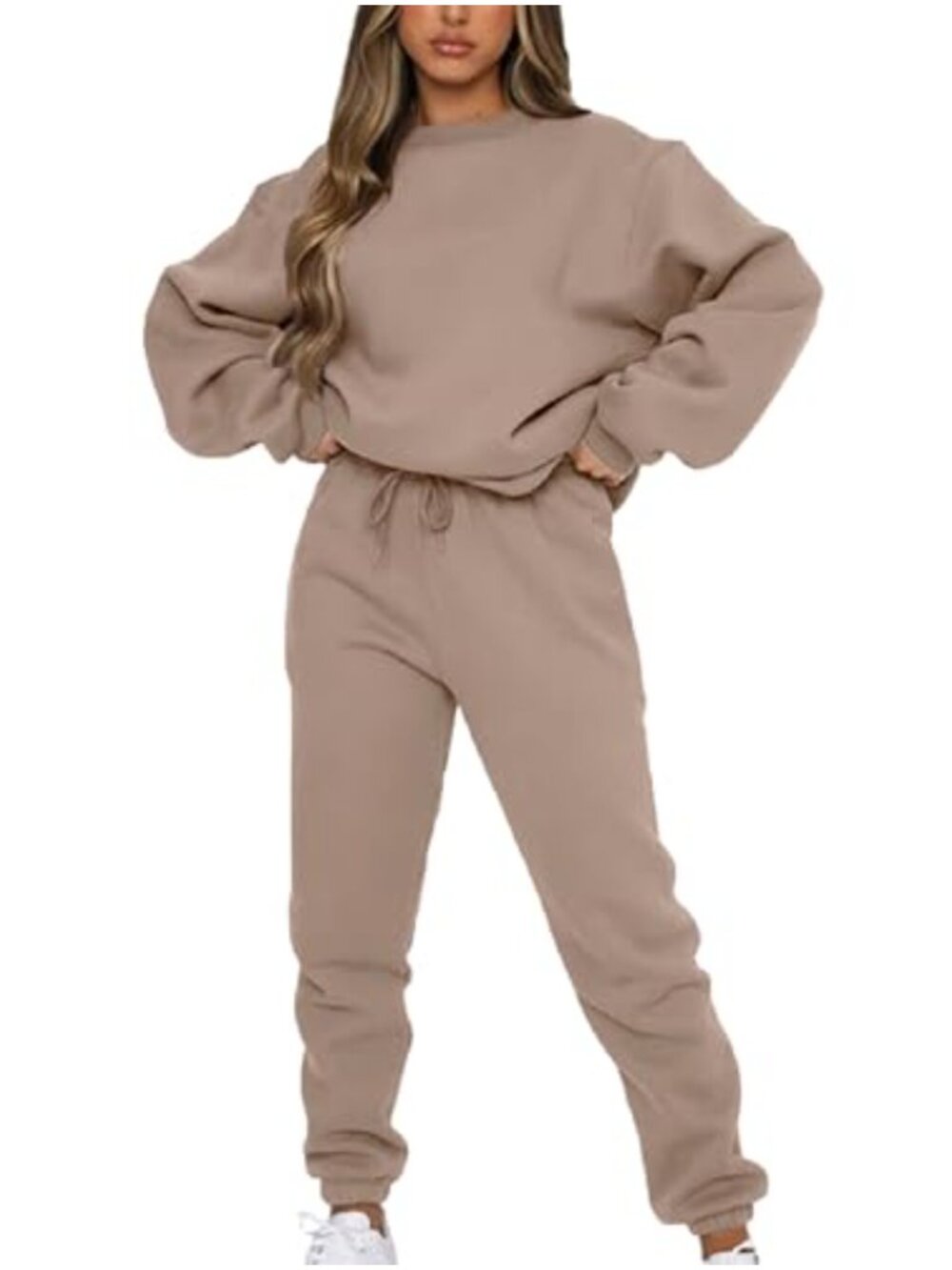 Women's Fleece Tracksuit Set 2 Piece Long Sleeve Pullover High Waist Jogger